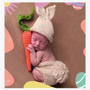 Adorable Cream Bunny Knit Set for newborn photo shoot (prop)